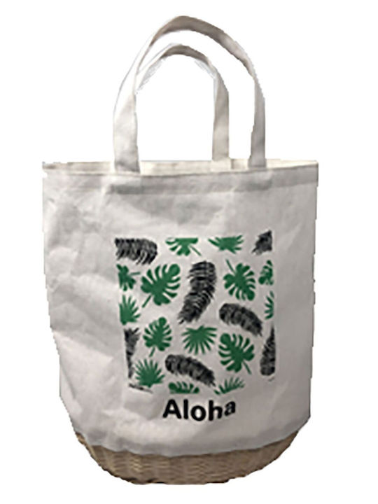 Summertiempo Stoff-Strandtasche Weiß