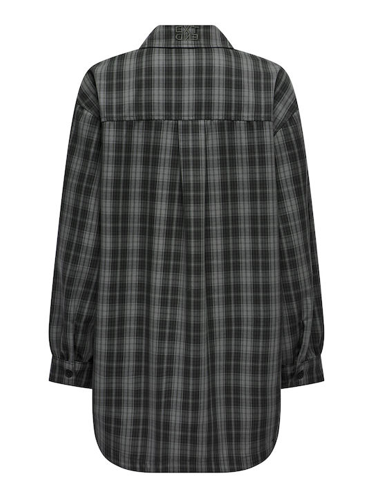 Γυναικείο Καρό Γκρι Overshirt Oversized