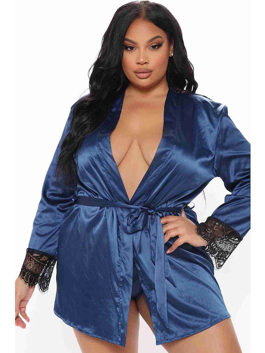 Merry See Pentru Femei Satin Halat Blue