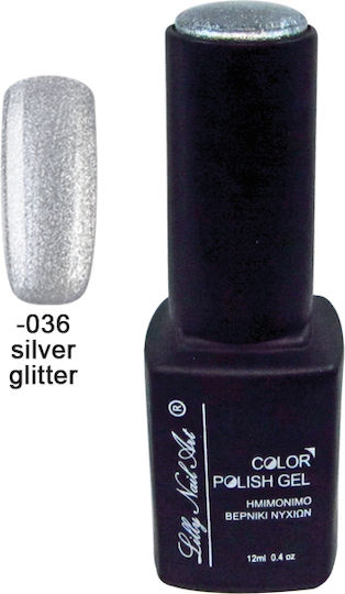 Lilly Nail Art Ημιμόνιμο Βερνίκι Νυχιών Silver Glitter με Glitter 12ml