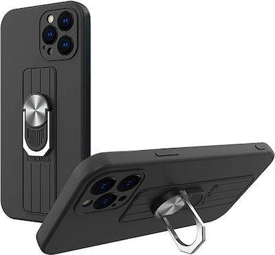 Hurtel Ring Silicone Back Cover Black (iPhone 12 / 12 Pro)