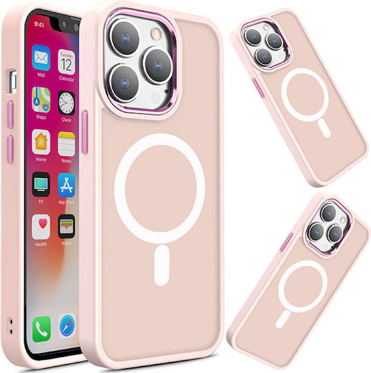 Color Matte Umschlag Rückseite Metallisch Magnetisch Rosa (iPhone 15 Pro)