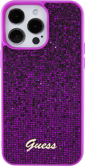 Guess Disco Metal Script Umschlag Rückseite Kunststoff Fuchsie (iPhone 14 Pro Max)