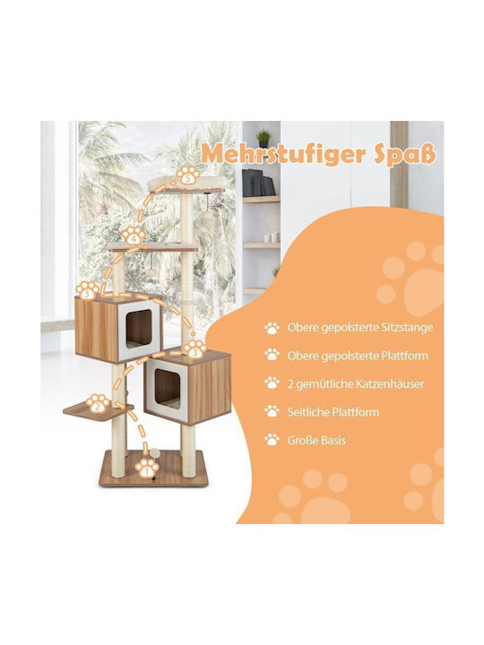 Costway Kratzbaum Katzenbäume Braun mit Höhe 163cm