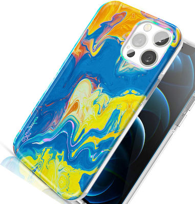 Kingxbar Watercolor Series Silicone Back Cover Durable Yellow/Blue (iPhone 12 Pro Max)