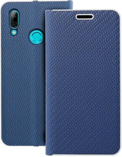 Forcell Luna Carbon Buchen Sie Synthetisches Leder Blau (Huawei P Smart 2019)
