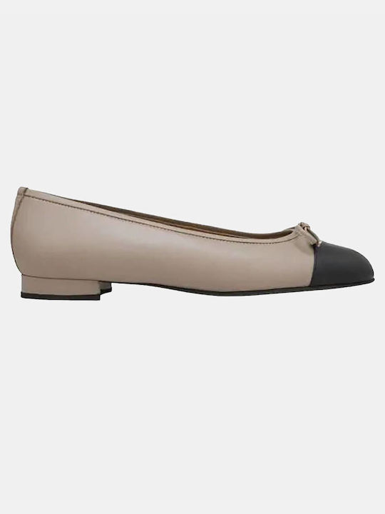 Kalogirou Leather Ballerinas Black/Taupe