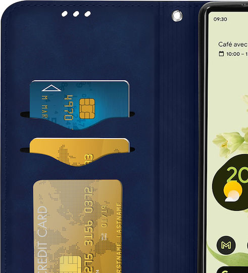 Wallet Folio Case Google Pixel 6a Card Holder Soft-touch Blue
