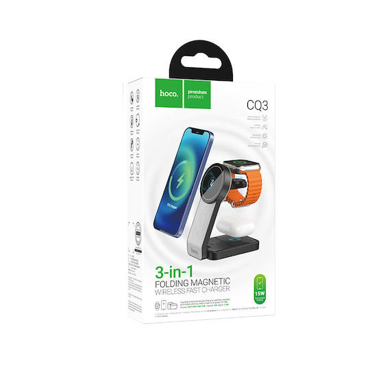 Hoco Ασύρματος Φορτιστής (Qi Pad) 15W Μαύρος (CQ3)