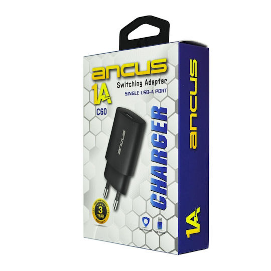 Ancus Ladegerät ohne Kabel mit USB-A Anschluss 5W Schwarzs (C60)