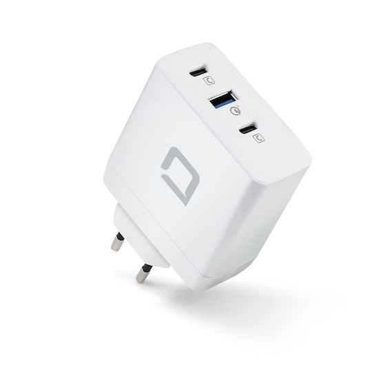 Dicota Charger Without Cable GaN with USB-A Port and 2 USB-C Ports 100W Power Delivery / Quick Charge 4+ Whites (D31983)