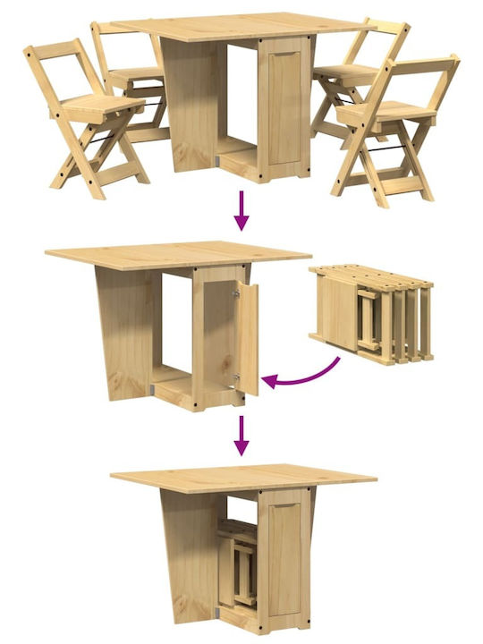 Dining Room Expandable 5pcs 114(+)x92cm