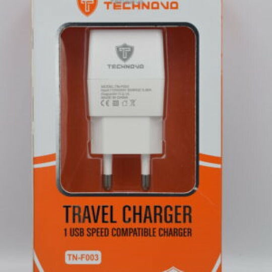 Technovo Charger Without Cable with USB-A Port Power Delivery / Quick Charge 3.0 Whites (TN-F003)