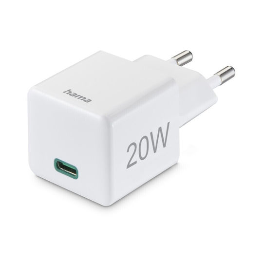 HAMA Wireless Charger with USB-C Port 20W Power Delivery White