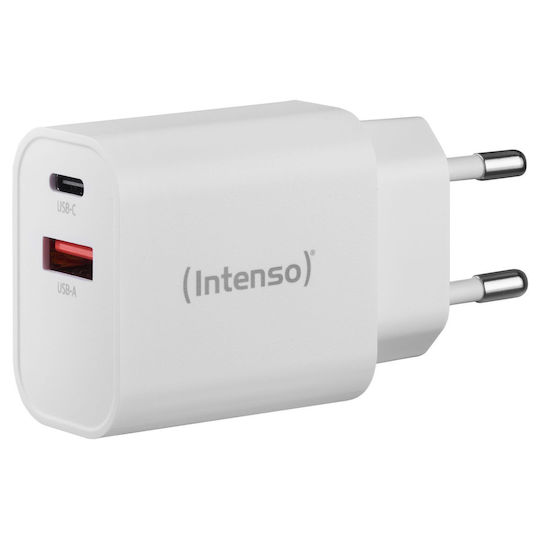 Intenso Charger Without Cable with USB-A Port and USB-C Port 30W Whites (W30AC)