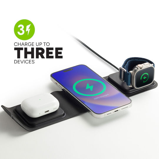 Mophie Ασύρματος Φορτιστής (Qi Pad) Μαύρος (Travel Charger 3in1)