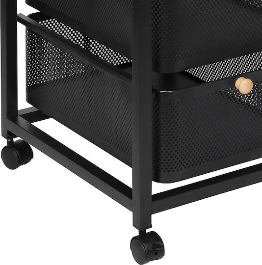 Keskor Küchengestell Metallisch Mit 3 Ebenen Schwarz 40x32.5x64cm