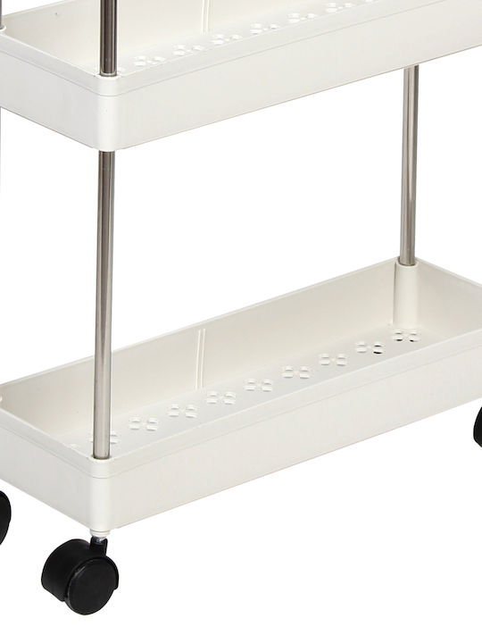 Keskor Metallic Kitchen Trolley 4 Tiers White 40x13x87cm