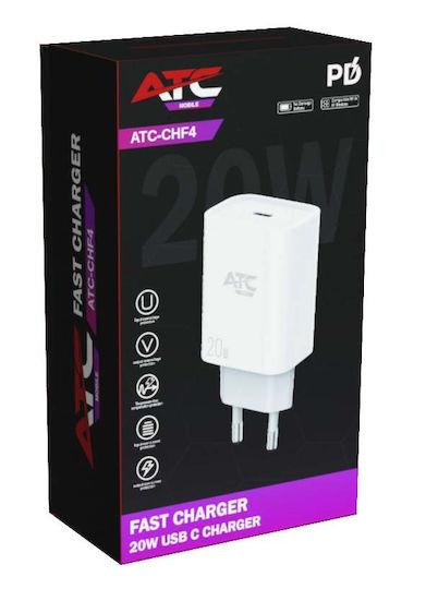 ATC ATC Handyladegerät Ohne Kabel mit USB-C Ausgangsanschluss 20W Stromlieferung Weiß
