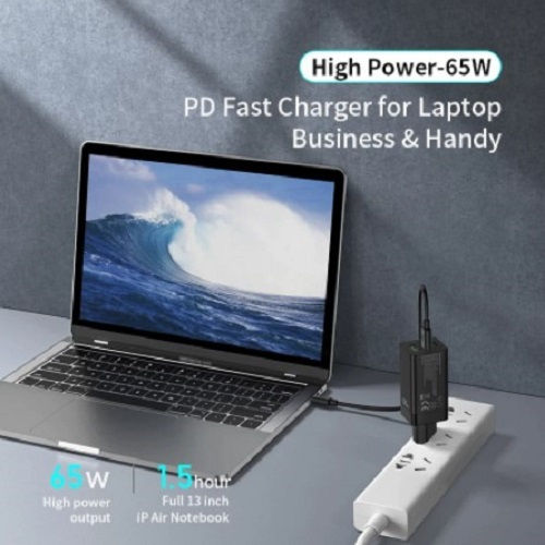 Awei Зарядно без кабел с USB-A порт и 2 USB-C порта 65W Power Delivery Черен (PD9)