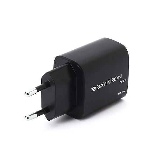 Baykron Φορτιστής Χωρίς Καλώδιο 20W Power Delivery / Quick Charge 3.0 Μαύρος (Smart)