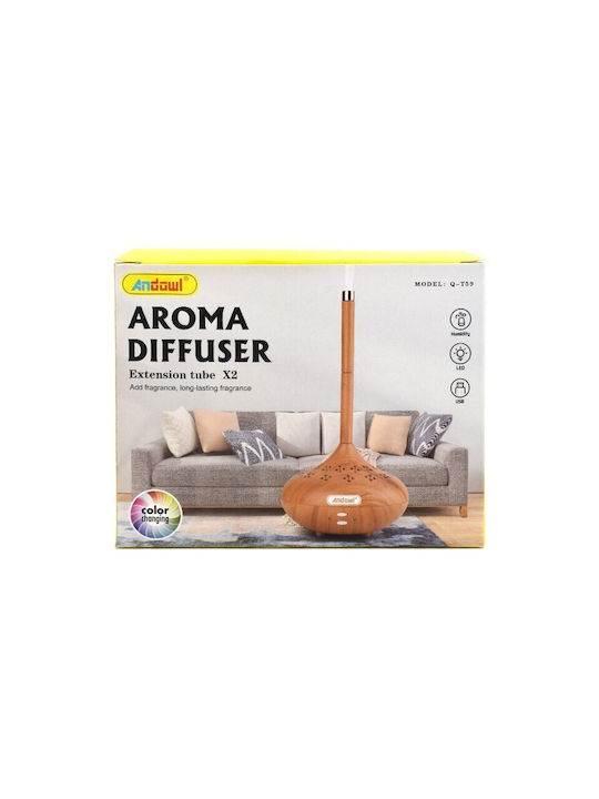 Andowl Led Συσκευή Αρωματοθεραπείας Υπερήχων με Χρονοδιακόπτη Καφέ 210ml 00219