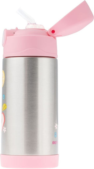 Stephen Joseph Kids Water Bottle Thermos Stainless Steel with Straw Non Spill Fruit 325ml