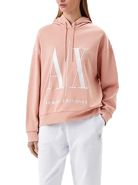 Armani Exchange Women's Long Hooded Sweatshirt Pink