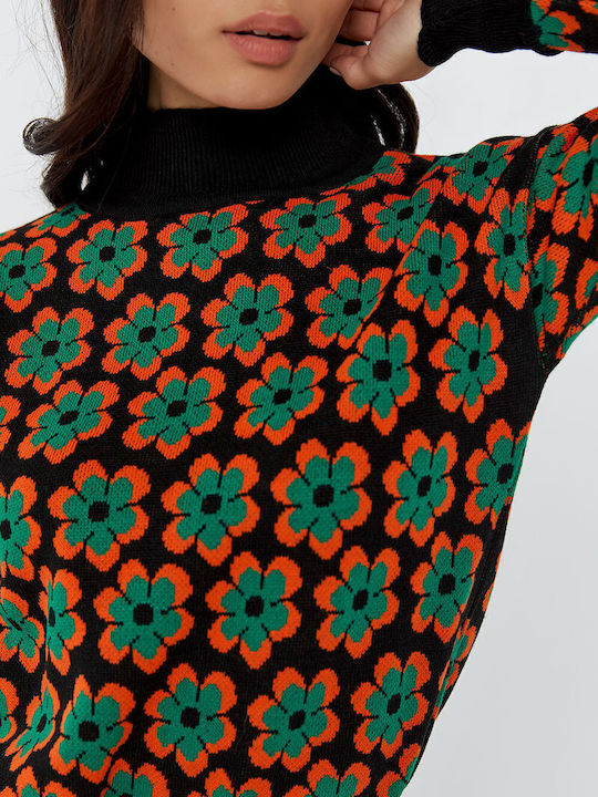 Women's Crop Sweater Floral Orange