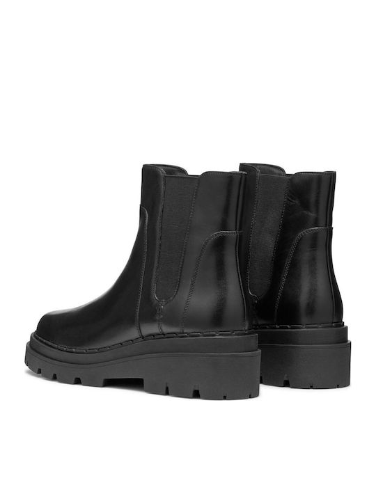 Felleny Leather Women's Ankle Boots with Medium Heel Black