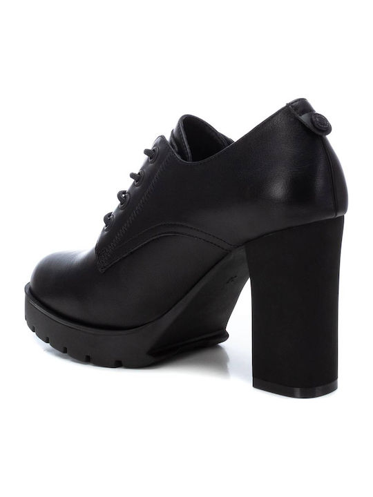Γυναικεία Μποτάκια Oxfords με Ψηλό Τακούνι Μαύρα