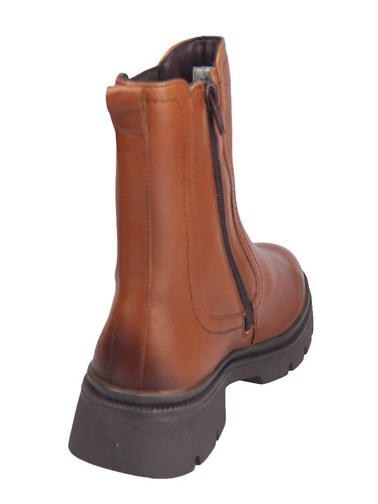 Ghete Dama din Piele Ankle Boots Tabac maro