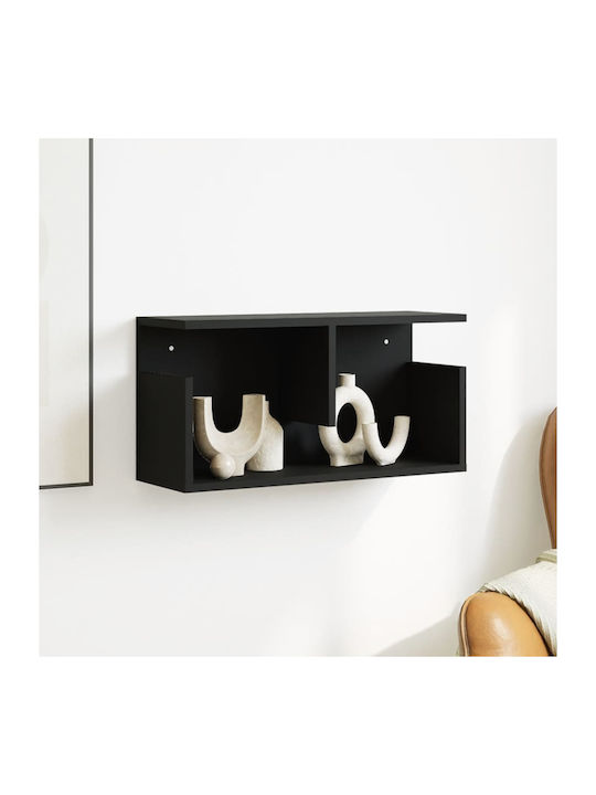 Shelf Wall Black Velvet-Black Metal 60x20x30cm