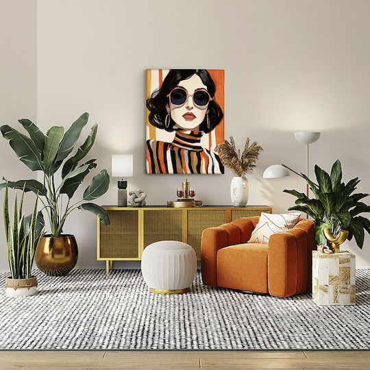 Orange Gemälde auf Leinwand 90x120cm