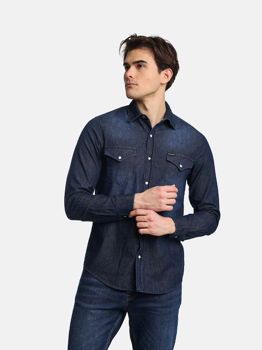 Paco & Co Men's Shirt Long Sleeve Denim Blue