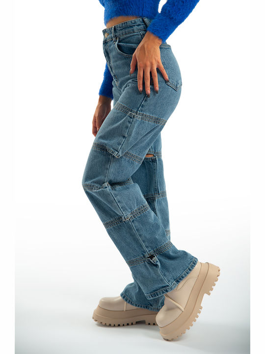 High Waist Women's Jean Trousers Blue