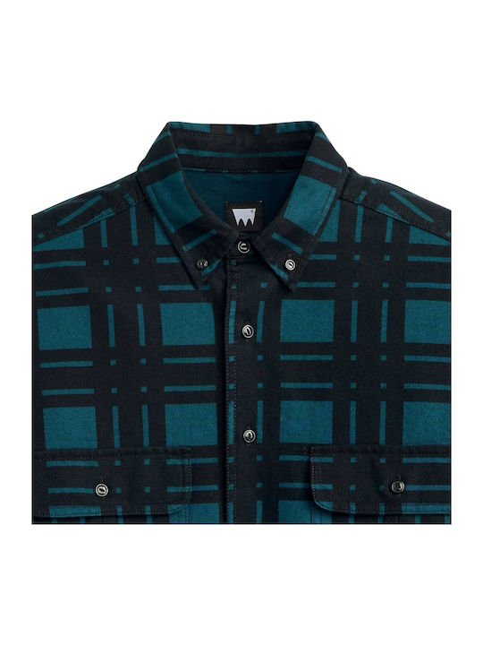Long-sleeved Cotton Shirt Checked Black