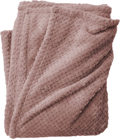 TnS Popcorn Κουβέρτα Βελουτέ Μονή 150x220εκ. Dusty Pink