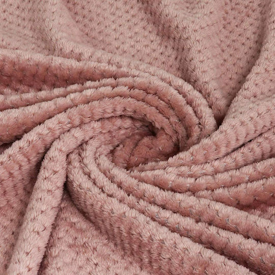 TnS Popcorn Κουβέρτα Βελουτέ Μονή 150x220εκ. Dusty Pink