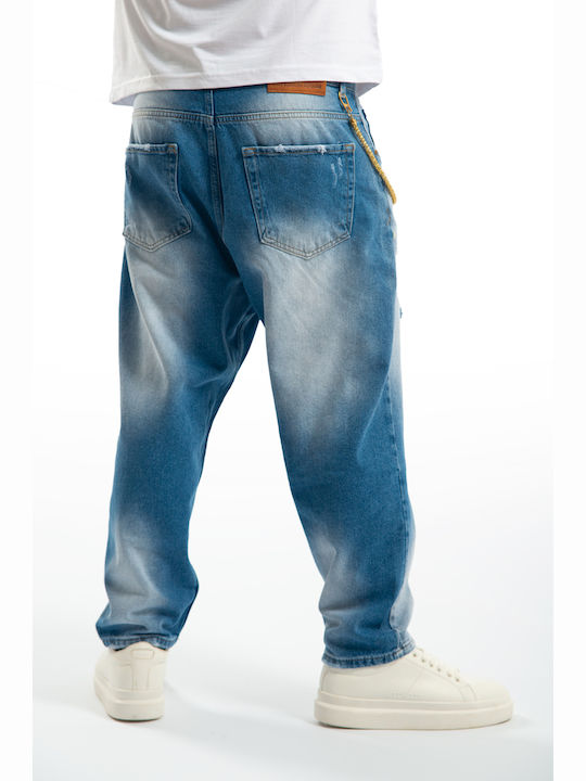 Men's Denim Pants in Baggy Line Blue