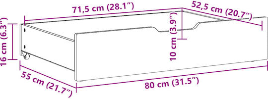 vidaXL Sertar de pat din Lemn Brown Candle 80x55x16cm 2buc
