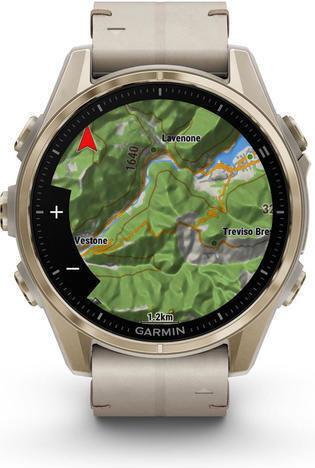 Garmin Fenix 8 Stainless Steel 43mm Αδιάβροχο Smartwatch με Παλμογράφο (Sapphire, Soft Gold with Limestone Leather Band)