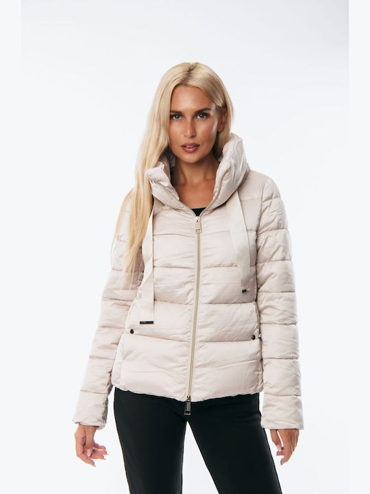 Dress Up Women's Long Lifestyle Jacket for Winter with Detachable Hood Ecru