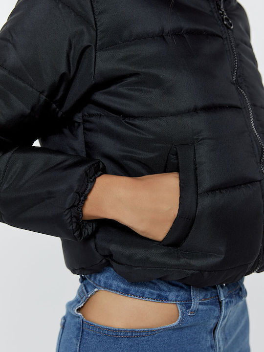 Women's Short Lifestyle Jacket for Winter Black