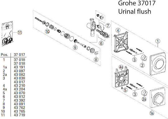 Spülmechanismus für Urinale 43812000 Grohe
