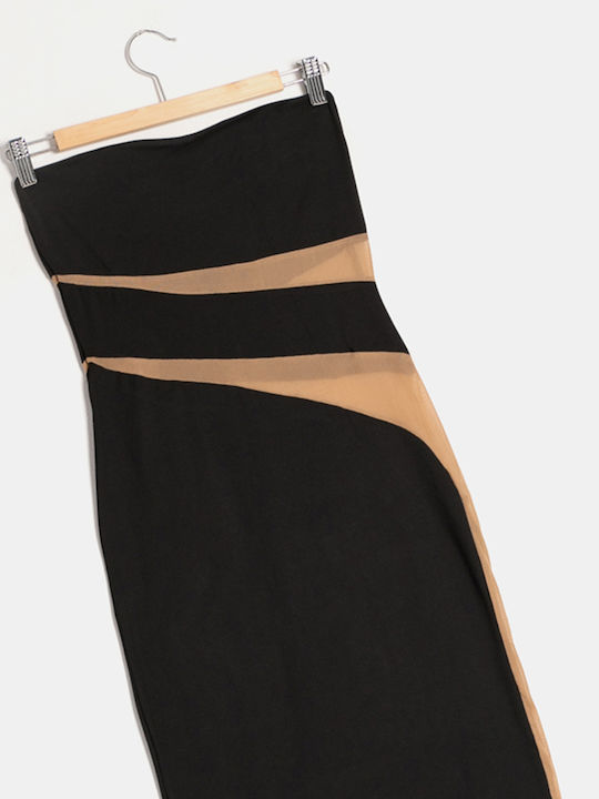 Midi Strapless Cut Out Dress Black