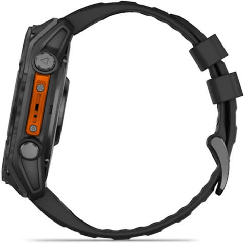 Garmin Fenix 8 Stainless Steel 51mm Waterproof Smartwatch with Heart Rate Monitor (Slate Grey With Black Silicone Band)