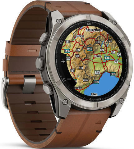 Garmin Fenix 8 Titanium 51mm Waterproof Smartwatch with Heart Rate Monitor (Sapphire, Titanium with Chestnut Leather Band)