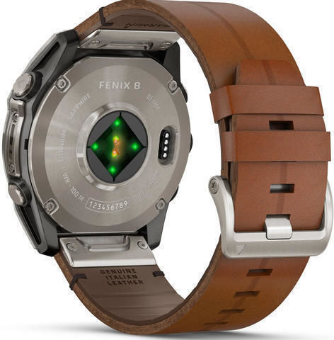 Garmin Fenix 8 Titanium 51mm Waterproof Smartwatch with Heart Rate Monitor (Sapphire, Titanium with Chestnut Leather Band)