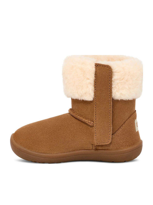 Sammee Suede Kids Boots with Velcro Brown
